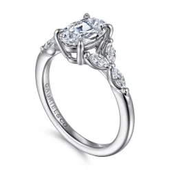 New Gabriel & Co. Adella - 14K White Gold Oval Diamond Engagement Ring