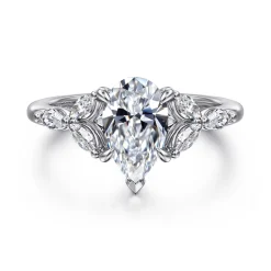 Gabriel & Co. Adella - 14K White Gold Pear Shape Diamond Engagement Ring