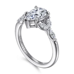 Gabriel & Co. Adella - 14K White Gold Pear Shape Diamond Engagement Ring