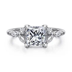 Best Gabriel & Co. Adella - 14K White Gold Princess Cut Diamond Engagement Ring
