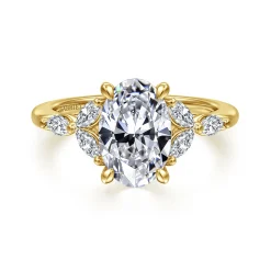 Discount Gabriel & Co. Adella - 14K Yellow Gold Oval Diamond Engagement Ring