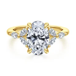 Discount Gabriel & Co. Adella - 14K Yellow Gold Oval Diamond Engagement Ring