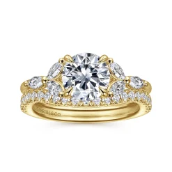 Discount Gabriel & Co. Adella - 14K Yellow Gold Round Diamond Engagement Ring