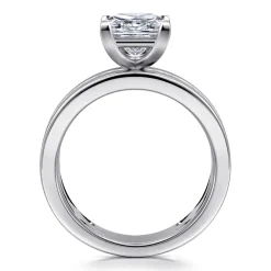 Hot Gabriel & Co. Adley - 14K White Gold Wide Band Princess Cut Diamond Engagement Ring