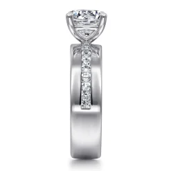 Gabriel & Co. Adley - 14K White Gold Wide Band Round Diamond Engagement Ring