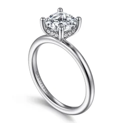 Gabriel & Co. Ady - 14K White Gold Hidden Halo Cushion Diamond Engagement Ring