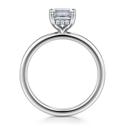 Outlet Gabriel & Co. Ady - 14K White Gold Hidden Halo Emerald Cut Diamond Engagement Ring