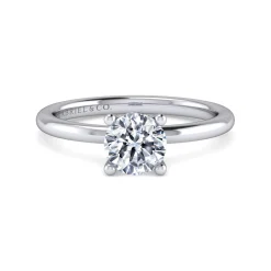 New Gabriel & Co. Ady - 14K White Gold Hidden Halo Round Diamond Engagement Ring