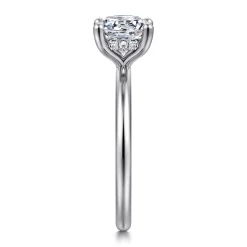 New Gabriel & Co. Ady - 14K White Gold Hidden Halo Round Diamond Engagement Ring