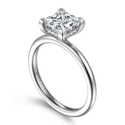 Best Gabriel & Co. Ady - 14K White Gold Princess Hidden Halo Diamond Engagement Ring