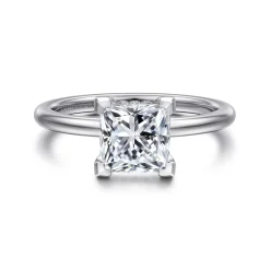 Best Gabriel & Co. Ady - 14K White Gold Princess Hidden Halo Diamond Engagement Ring