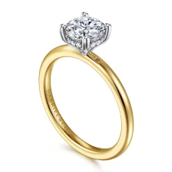Online Gabriel & Co. Ady - 14K White-Yellow Gold Hidden Halo Round Diamond Engagement Ring