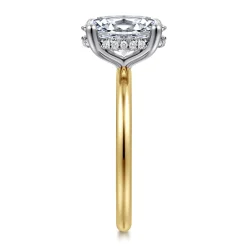 Discount Gabriel & Co. Ady - 14K White-Yellow Gold Hidden Halo Oval Diamond Engagement Ring