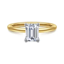 Sale Gabriel & Co. Ady - 14K White-Yellow Gold Hidden Halo Emerald Cut Diamond Engagement Ring