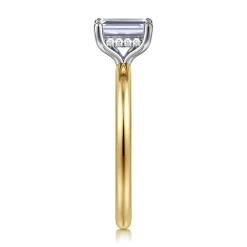 Sale Gabriel & Co. Ady - 14K White-Yellow Gold Hidden Halo Emerald Cut Diamond Engagement Ring
