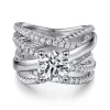 Clearance Gabriel & Co. Affection - 14K White Gold Free Form Round Diamond Engagement Ring