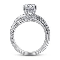 Clearance Gabriel & Co. Affection - 14K White Gold Free Form Round Diamond Engagement Ring