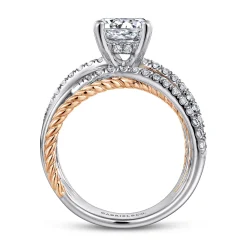 Clearance Gabriel & Co. Affection - 14K White-Rose Gold Free Form Round Diamond Engagement Ring
