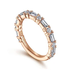 Gabriel & Co. Aggie - 14K Rose Gold Baguette and Round Diamond Anniversary Band - 0.95 ct
