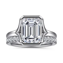 Outlet Gabriel & Co. Agnes - 14K White Gold Emerald Cut Solitaire Diamond Engagement Ring