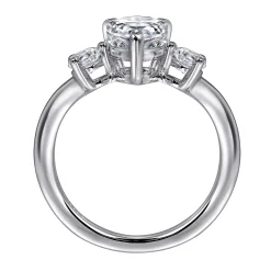 Best Gabriel & Co. Aidy - 14K White Gold Three Stone Pear Shaped Chevron Engagement Ring