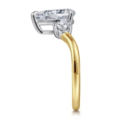 Sale Gabriel & Co. Aidy - 14K Yellow Gold Three Stone Pear Shaped Chevron Engagement Ring
