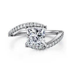 Outlet Gabriel & Co. Aiva - 14K White Gold Bypass Princess Cut Diamond Engagement Ring