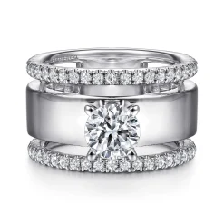 Sale Gabriel & Co. Aiza - 14K White Gold Round Diamond Engagement Ring