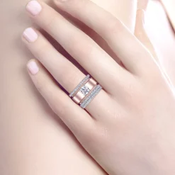 New Gabriel & Co. Aiza - 14K White-Rose Gold Round Diamond Engagement Ring