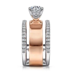 New Gabriel & Co. Aiza - 14K White-Rose Gold Round Diamond Engagement Ring