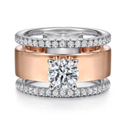 New Gabriel & Co. Aiza - 14K White-Rose Gold Round Diamond Engagement Ring