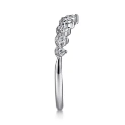 New Gabriel & Co. Akili - Vintage Inspired 14K White Gold Curved Diamond Anniversary Band - 0.23 ct