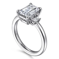 Hot Gabriel & Co. Alaminos - 14K White Gold Emerald Cut Three Stone Diamond Engagement Ring