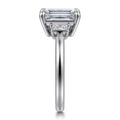 Hot Gabriel & Co. Alaminos - 14K White Gold Emerald Cut Three Stone Diamond Engagement Ring