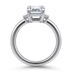 Hot Gabriel & Co. Alaminos - 14K White Gold Emerald Cut Three Stone Diamond Engagement Ring