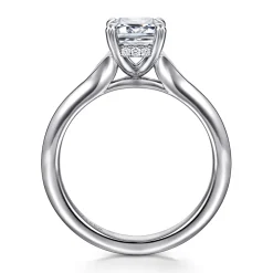 Best Gabriel & Co. Alden - 14K White Gold Split Shank Emerald Cut Diamond Engagement Ring