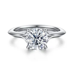 Discount Gabriel & Co. Alden - 14K White Gold Split Shank Round Diamond Engagement Ring