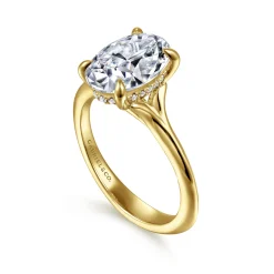 New Gabriel & Co. Alden - 14K Yellow Gold Split Shank Oval Diamond Engagement Ring