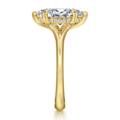 Clearance Gabriel & Co. Alden - 14K Yellow Gold Split Shank Oval Diamond Engagement Ring