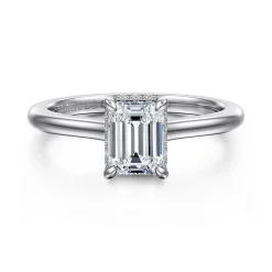 Hot Gabriel & Co. Aldon - 14K White Gold Emerald Cut Diamond Engagement Ring