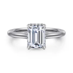 Outlet Gabriel & Co. Aldon - 14K White Gold Emerald Cut Diamond Engagement Ring