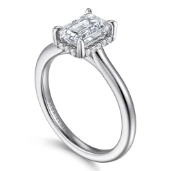 Outlet Gabriel & Co. Aldon - 14K White Gold Emerald Cut Diamond Engagement Ring