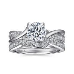 Hot Gabriel & Co. Aleesa - 14K White Gold Round Bypass Diamond Engagement Ring