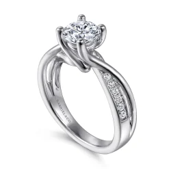 Hot Gabriel & Co. Aleesa - 14K White Gold Round Bypass Diamond Engagement Ring