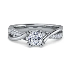 Best Gabriel & Co. Aleesa - 14K White Gold Twisted Cushion Cut Diamond Engagement Ring
