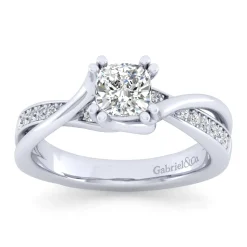 Best Gabriel & Co. Aleesa - 14K White Gold Twisted Cushion Cut Diamond Engagement Ring