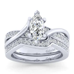 Discount Gabriel & Co. Aleesa - 14K White Gold Twisted Marquise Shape Diamond Engagement Ring