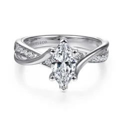 Discount Gabriel & Co. Aleesa - 14K White Gold Twisted Marquise Shape Diamond Engagement Ring