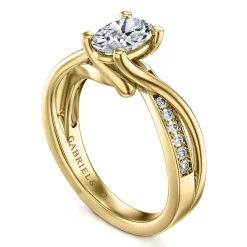 Sale Gabriel & Co. Aleesa - 14K Yellow Gold Twisted Oval Diamond Engagement Ring