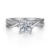 Clearance Gabriel & Co. Aleesa - Platinum Round Bypass Diamond Engagement Ring